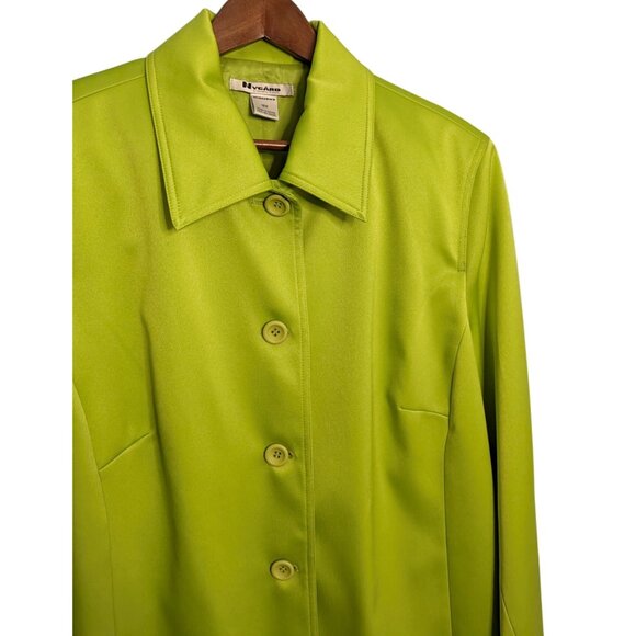 Nygard Womens Lime Green Mid-Length Button-Front Dress Jacket 18W Polyester Blen - Picture 6 of 13